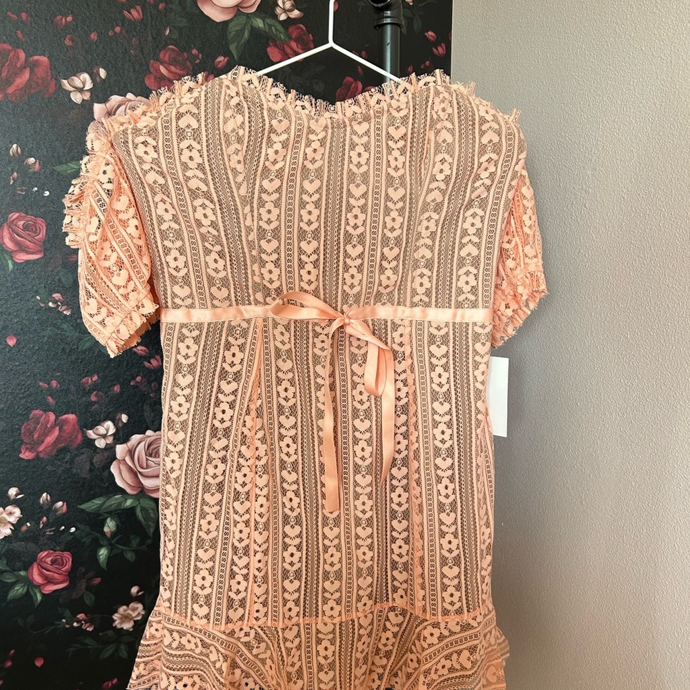 For Love And Lemons Peach Lace Floral Dress